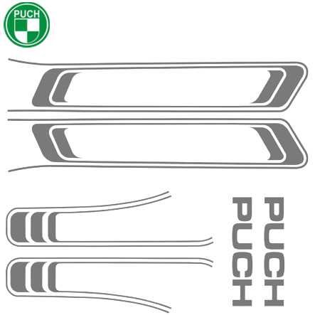 Klebersatz Tankabzug silber PUCH links/rechts vorn/hinten